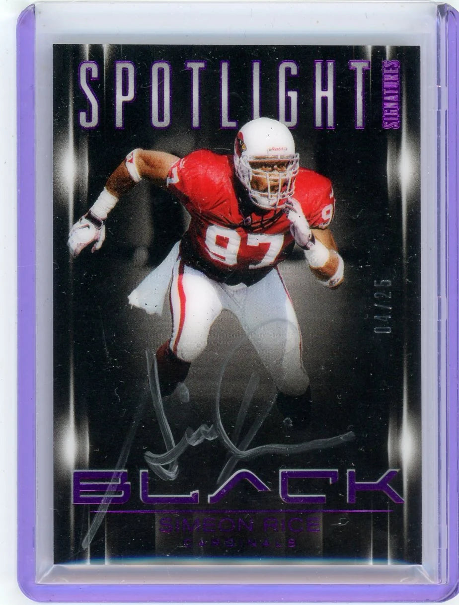 Simeon Rice 2025 Panini Black Spotlight Signatures Citrine #'d 04/25