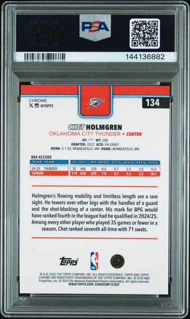 Chet Holmgren 2025 Topps Chrome White Geometric #'d 1/2 PSA 9
