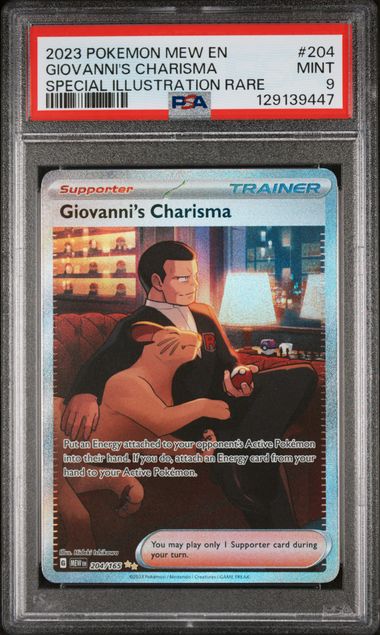 Giovanni's Charisma Pokémon 151 Special Illustration rare #204/165 PSA 9