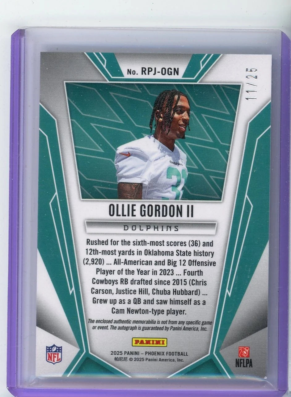 Ollie Gordon II 2025 Panini Phoenix Rookie Phenom RPA #'d 11/25