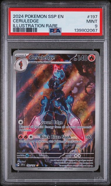 Ceruledge 2024 Pokemon Surging Sparks Illustration rare #197/191 PSA 9