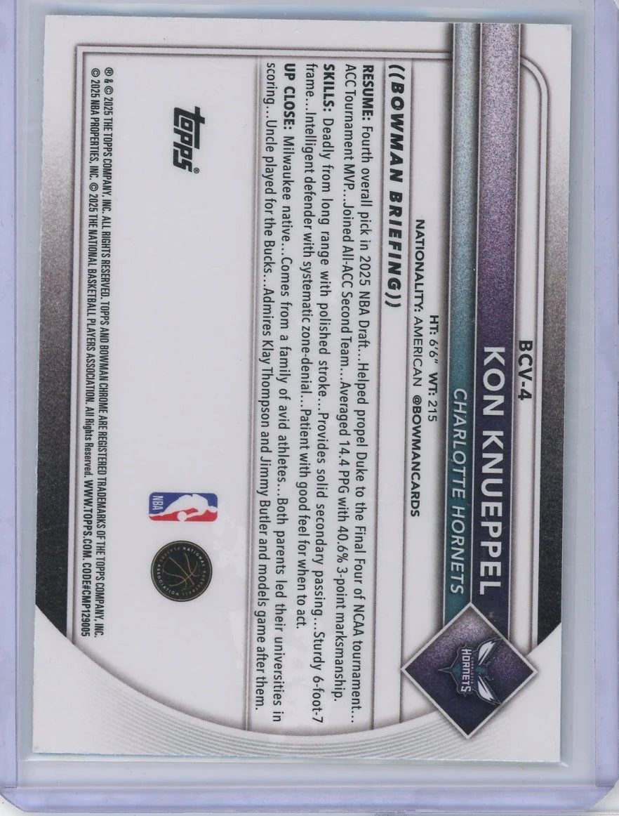Kon Knueppel 2025-26 Bowman Chrome Green Pattern Border #'d 14/99