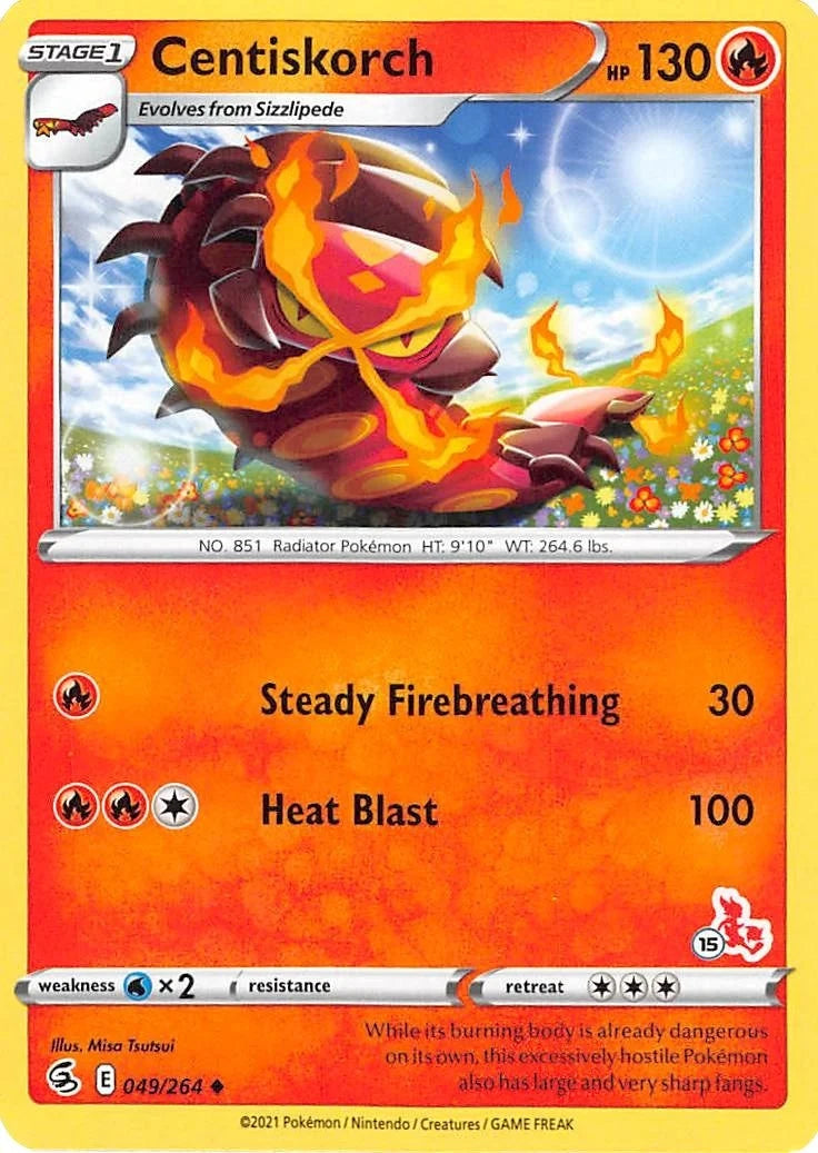 Centiskorch - 049/264 (#15 Cinderace Stamped) (049/264) (Battle Academy 2022) (BA22)
