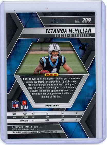 Tetairoa McMillan 2025 Panini Mosaic FOTL Pink Spectris Autograph RC #'d 28/30