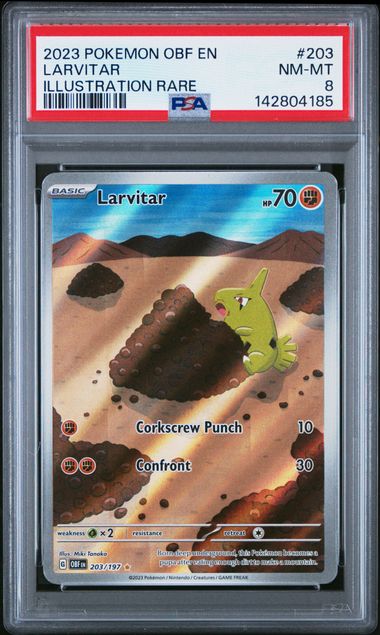 Larvitar Pokémon Obsidian Flames Illustration Rare #203/197 PSA 8