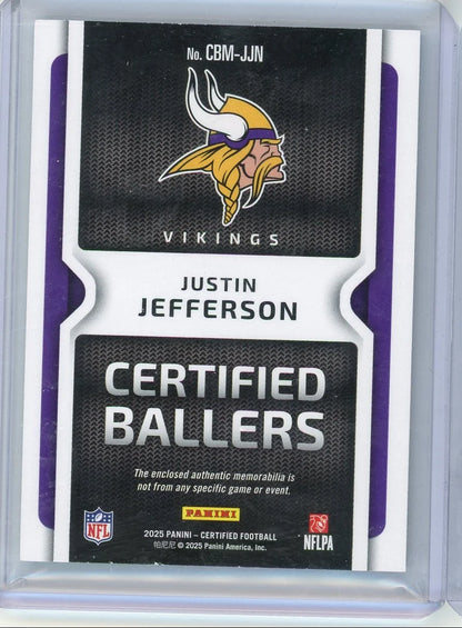 Justin Jefferson 2025 Panini Certified Ballers Aqua Patch #'d 62/75