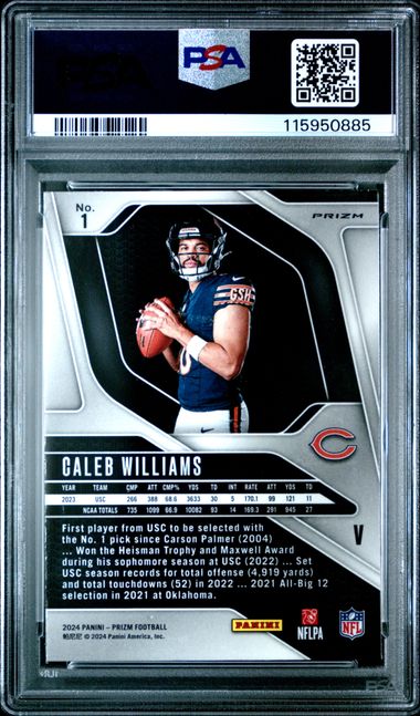 Caleb Williams 2024 Panini Prizm Rookie Variation silver rc PSA 10