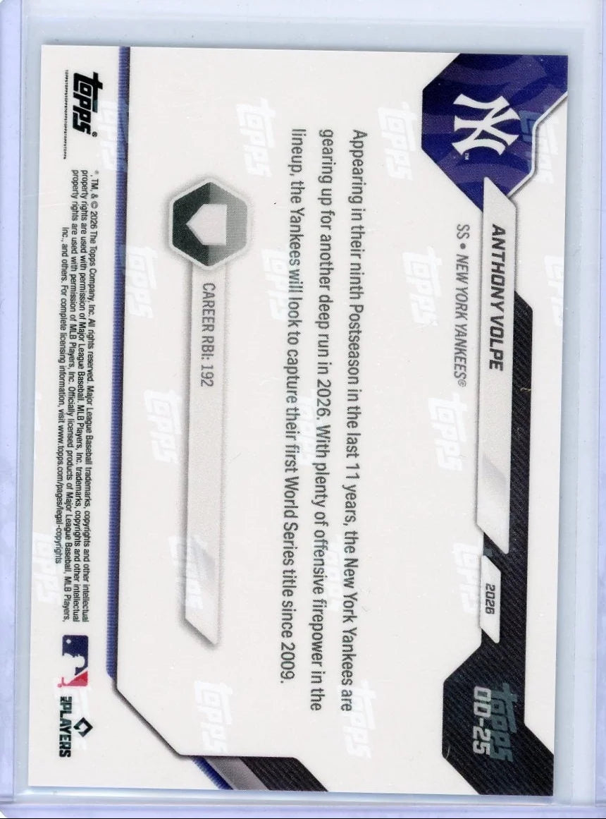 Anthony Volpe 2026 Topps Now Opening Day Green Foil #'d 020/150