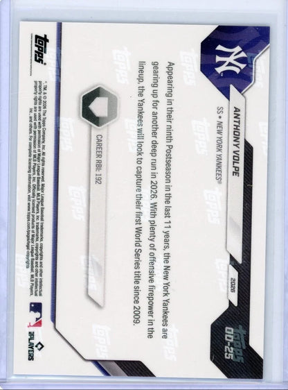 Anthony Volpe 2026 Topps Now Opening Day Green Foil #'d 020/150