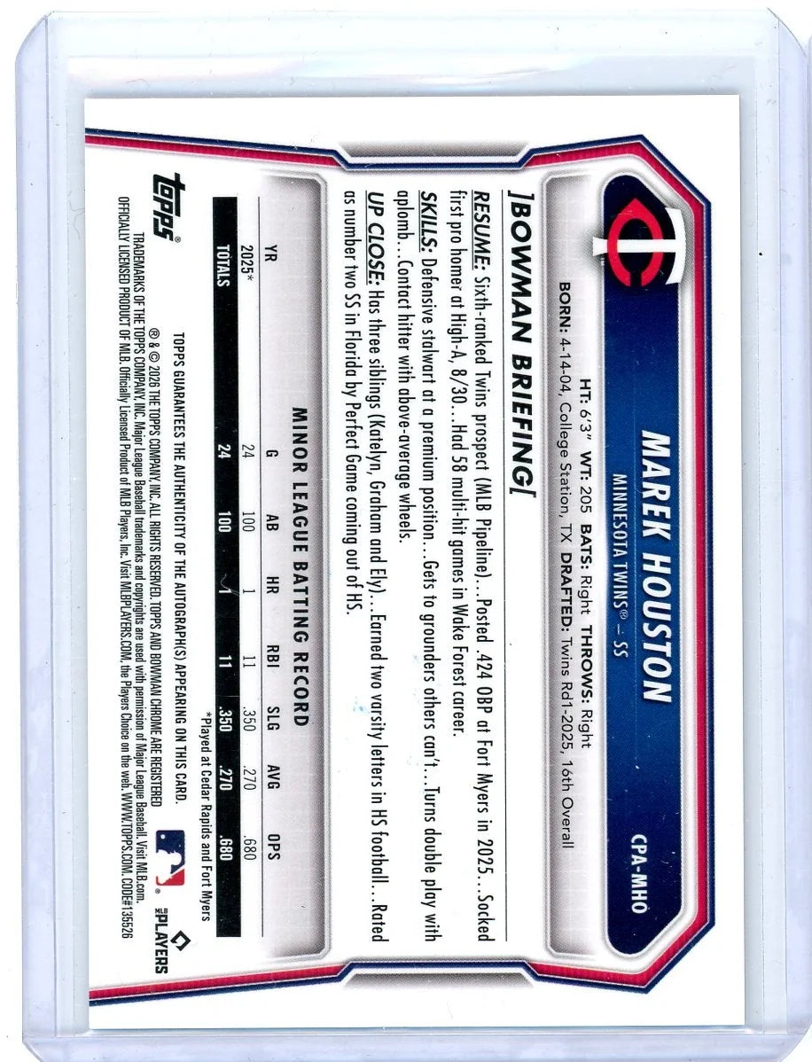Marek Houston 2026 1st Bowman Chrome Auto