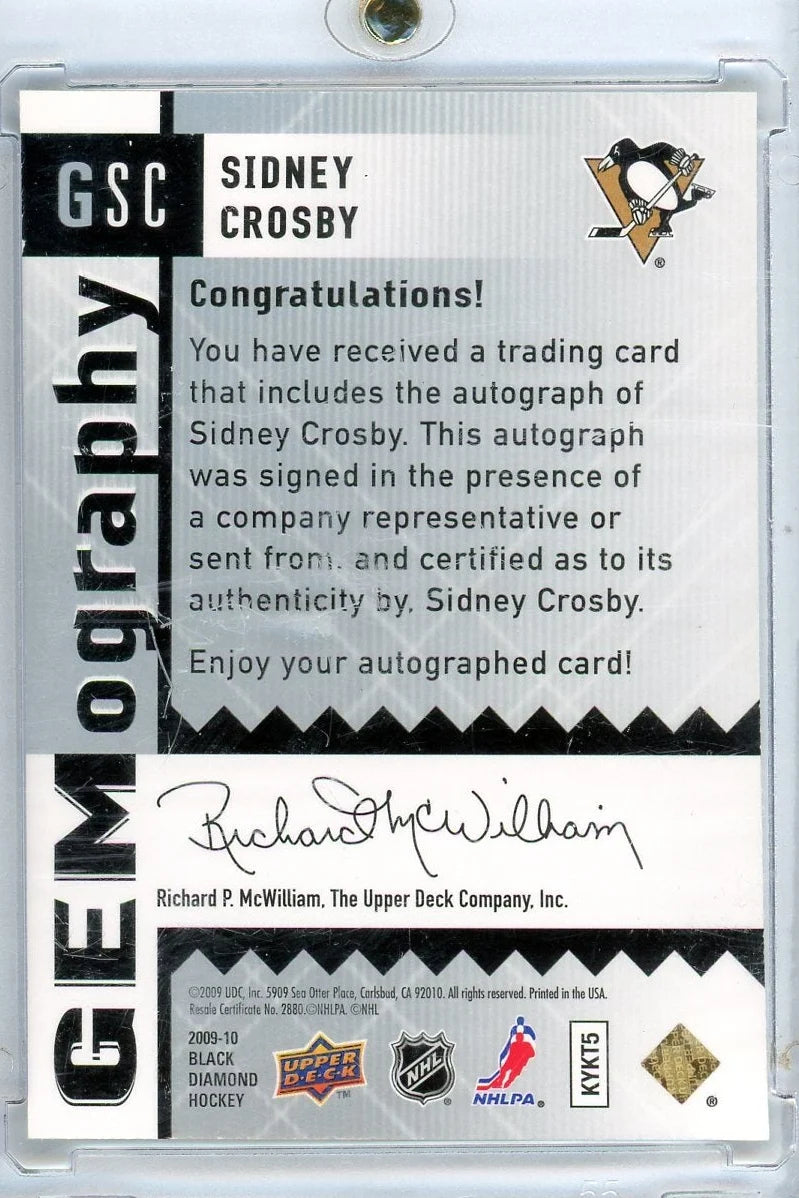 Sidney Crosby 2009 Upper Deck Black Diamond Gemography Autograph