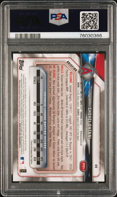 Shohei Ohtani 2018 Bowman RC #49 PSA 9