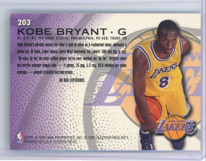 Kobe Bryant 1996-97 Fleer RC #203