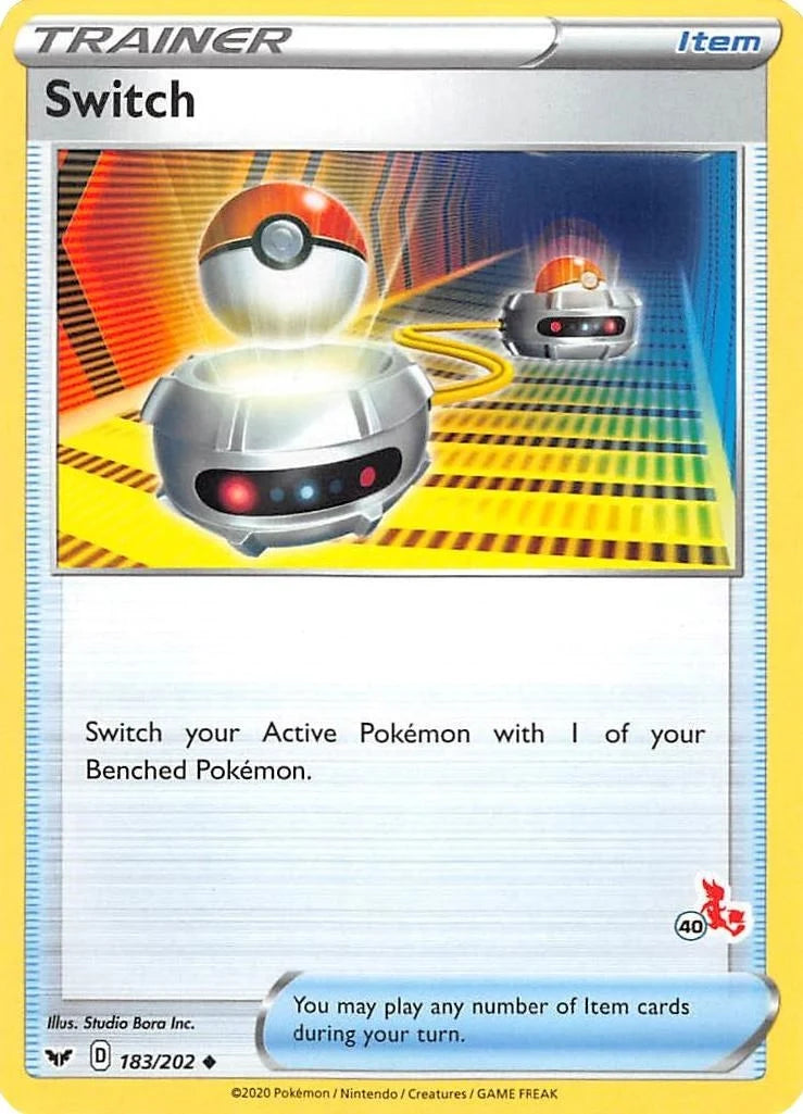 Switch - 183/202 (#40 Cinderace Stamped) (183/202) (Battle Academy 2022) (BA22)