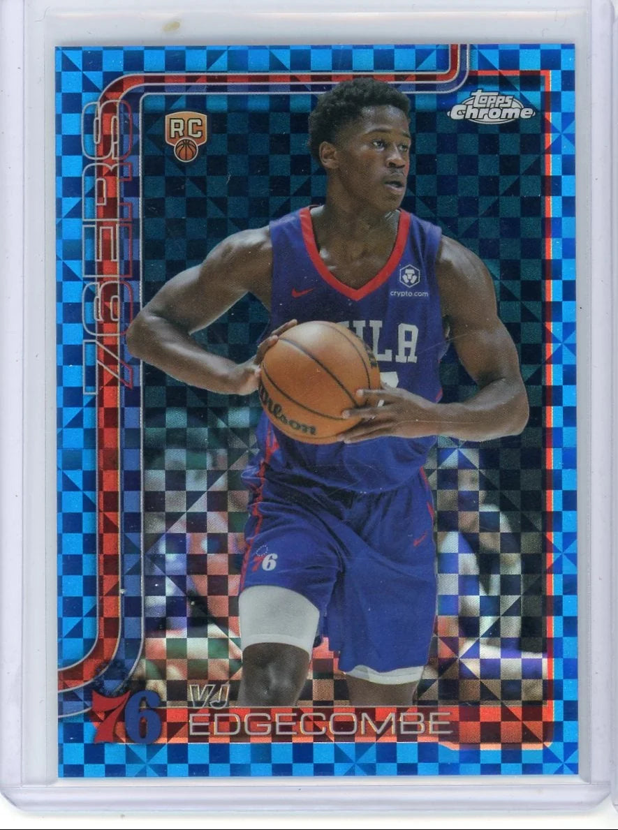 VJ Edgecombe 2025 Topps Chrome Blue X-Fractor RC