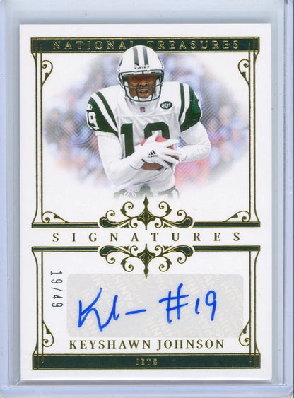 Keyshawn Johnson 2025 Panini National Treasures Signatures #'d 19/49 (Jersey #)