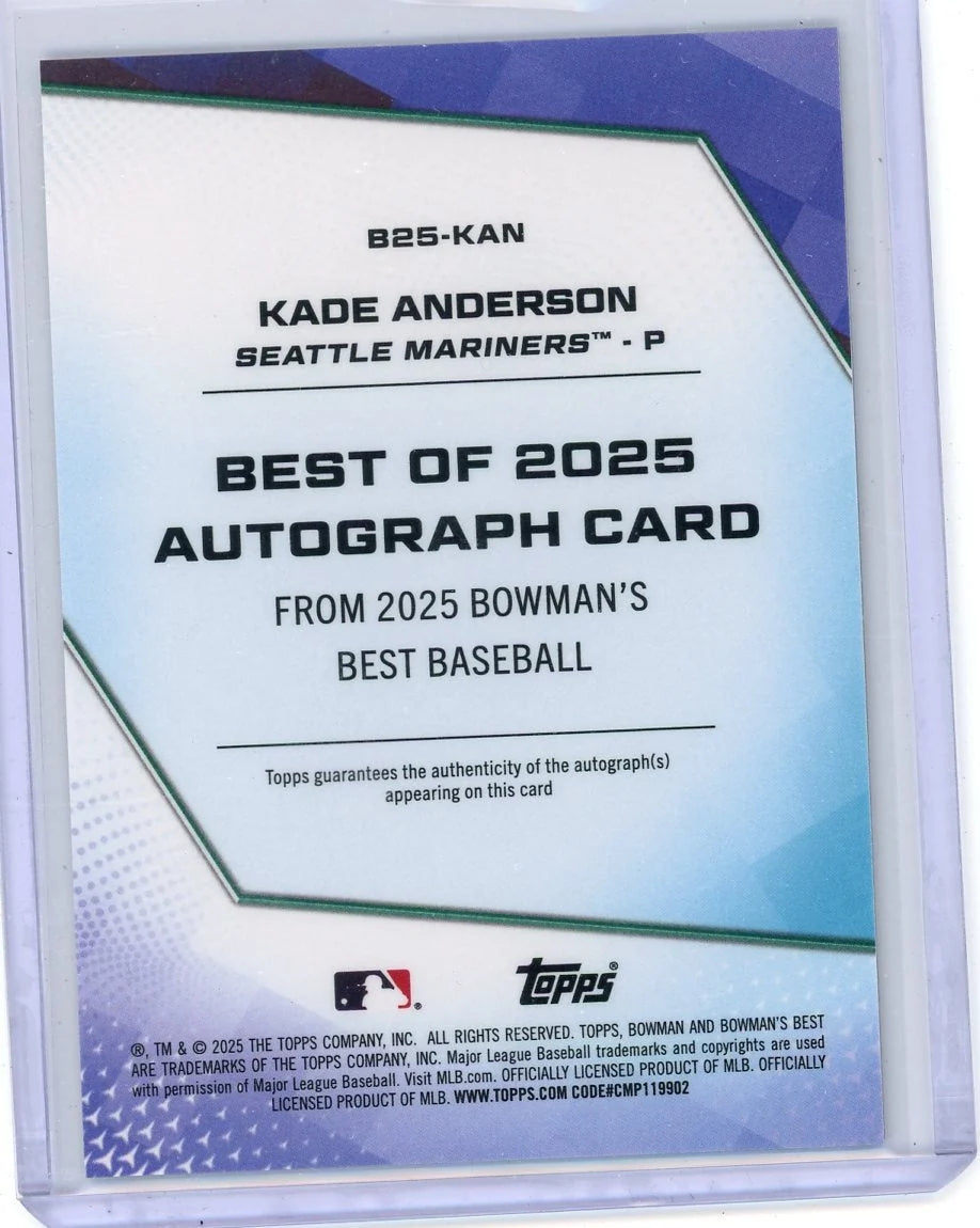 Kade Anderson 2025 Bowman's Best Autograph