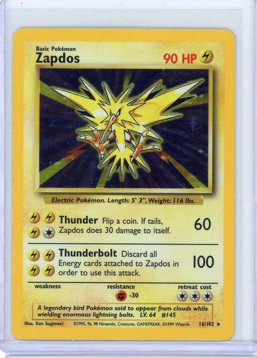 Zapdos Pokémon Base Set Holo #16/102 LP