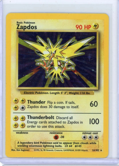 Zapdos Pokémon Base Set Holo #16/102 LP
