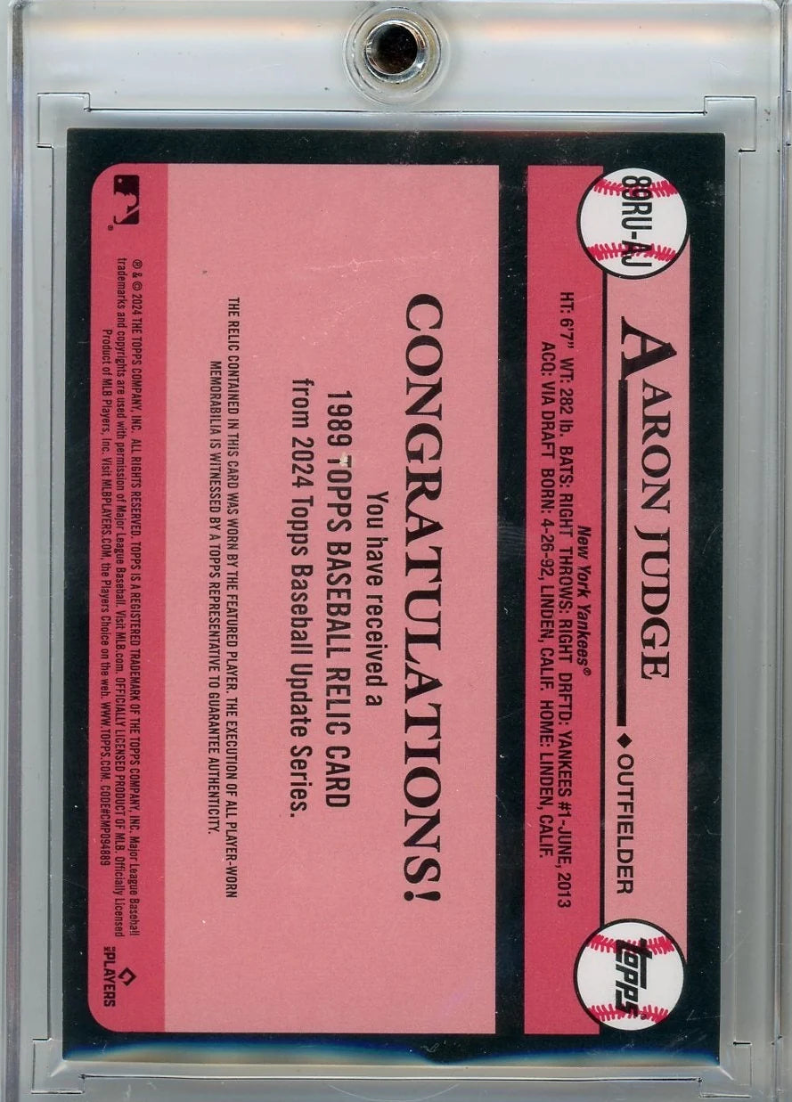 Aaron Judge 2024 Topps Update Series 1989 35th Anniversary Jersey Relic
