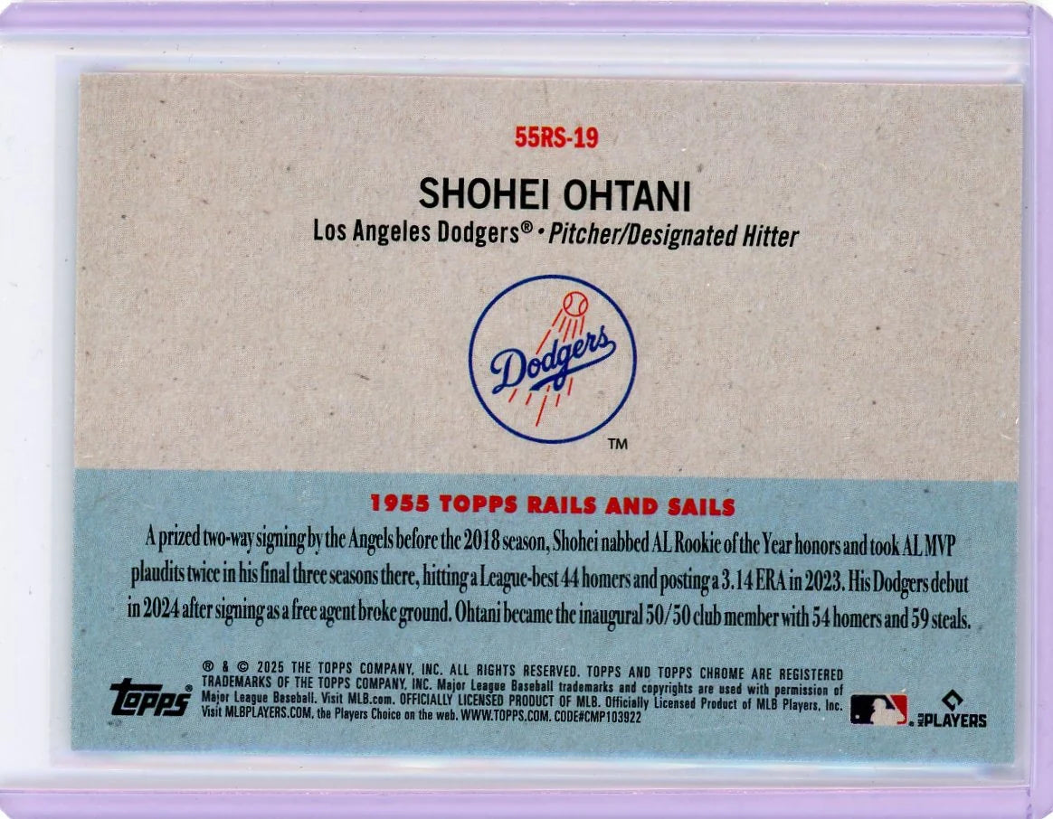 2025 Topps Chrome Platinum Shohei Ohtani Rails and Sails Refractor Insert #55RS-19 MINT