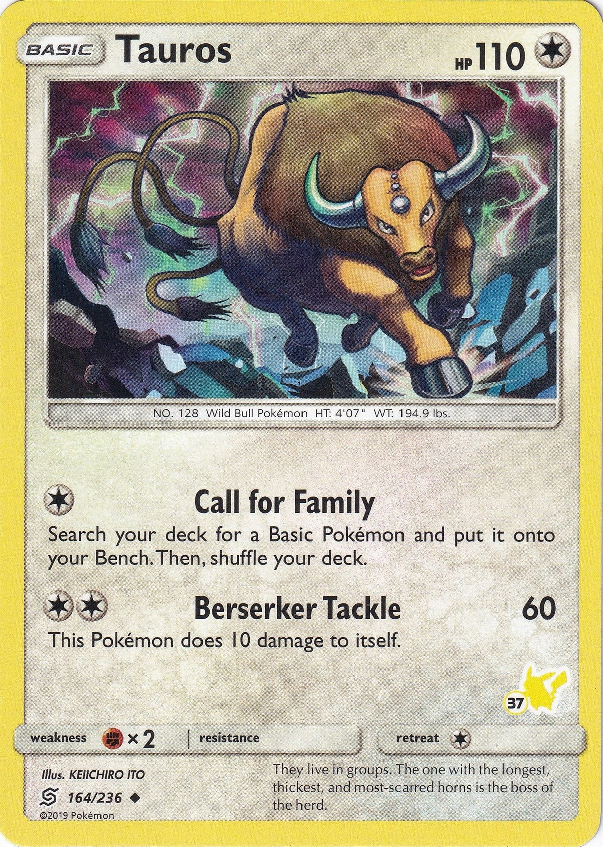 Tauros - 164/236 (#37 Pikachu Stamped) (164/236) (Battle Academy) (BTA)