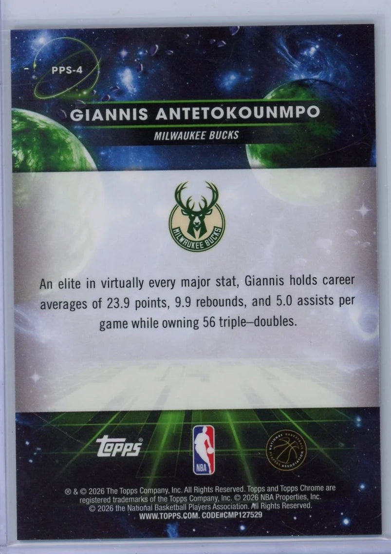 Giannis Antetokounmpo 2026 Topps Chrome Sun Card #PPS-4