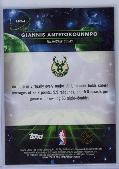 Giannis Antetokounmpo 2026 Topps Chrome Sun Card #PPS-4