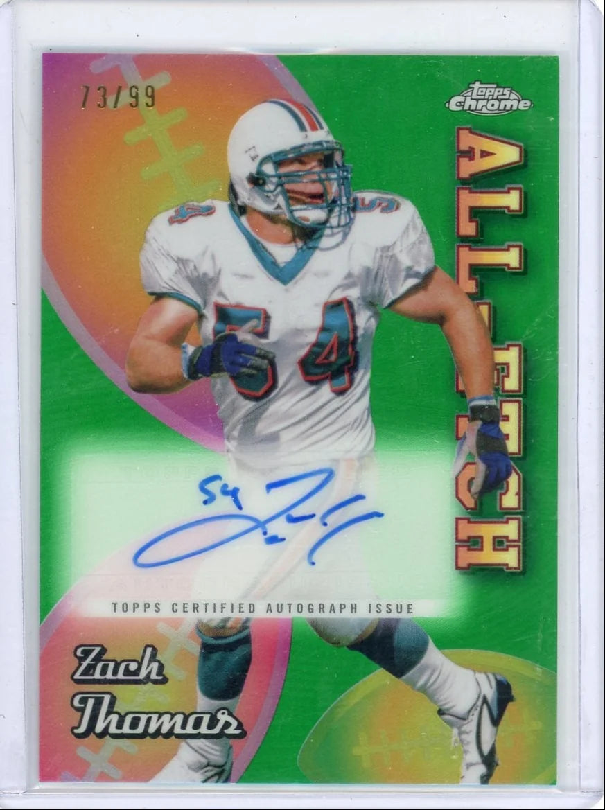 Zach Thomas 2024 Topps Chrome All-Etch autograph green ref. #'d 73/99