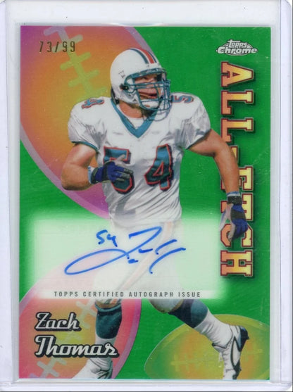 Zach Thomas 2024 Topps Chrome All-Etch autograph green ref. #'d 73/99