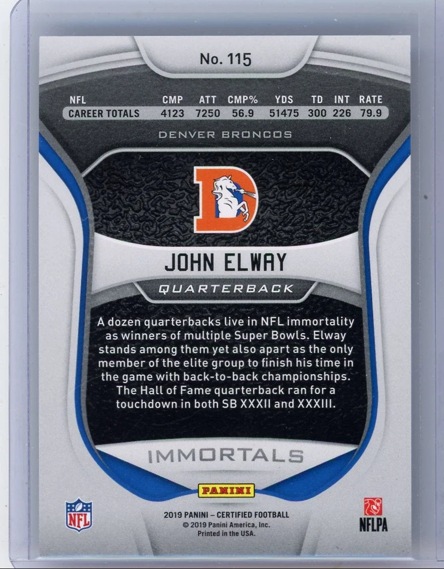 John Elway 2019 Panini Certified Immortals green mirror #'d 4/5