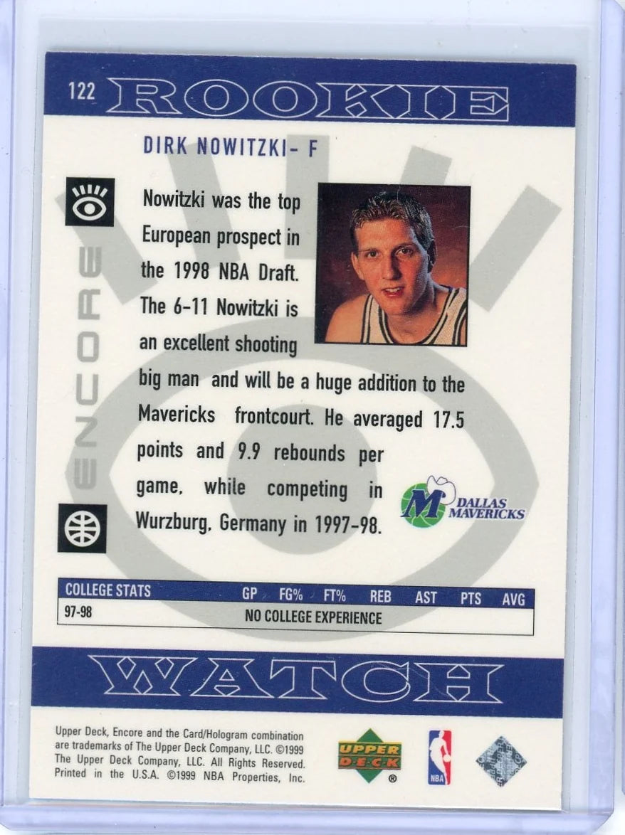Dirk Nowitzki 1999 Upper Deck Rookie Watch #122