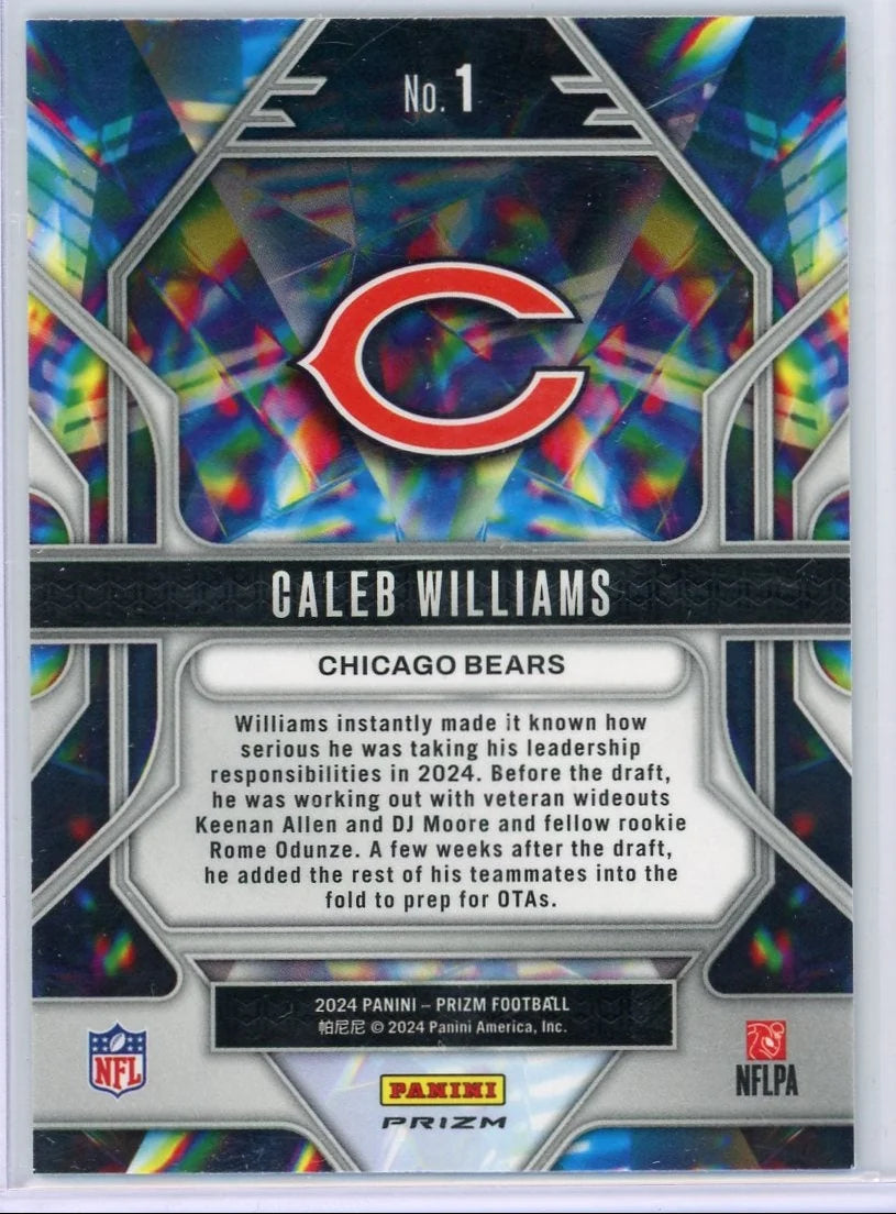 Caleb Williams 2024 Panini Prizm Prizmatic Green Wave RC