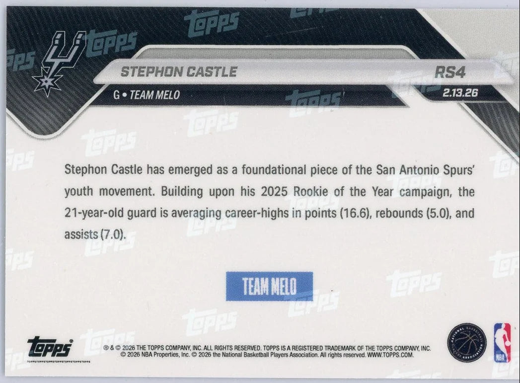 Stephon Castle 2026 Topps NOW Rising Stars #RS4
