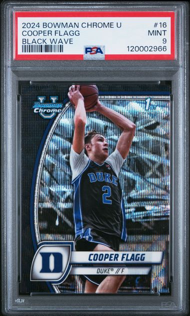 Cooper Flagg 2024 1st Bowman Chrome U Black Wave Refractor PSA 9