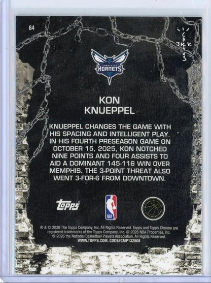 Kon Knueppel 2025-26 Topps Chrome X Cactus Jack RC #64