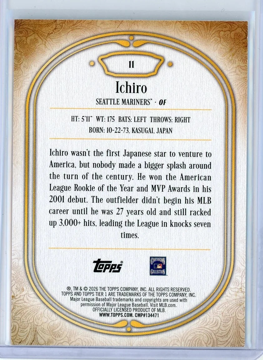 Ichiro 2026 Topps Tier One #11 Purple Foil #'d /50