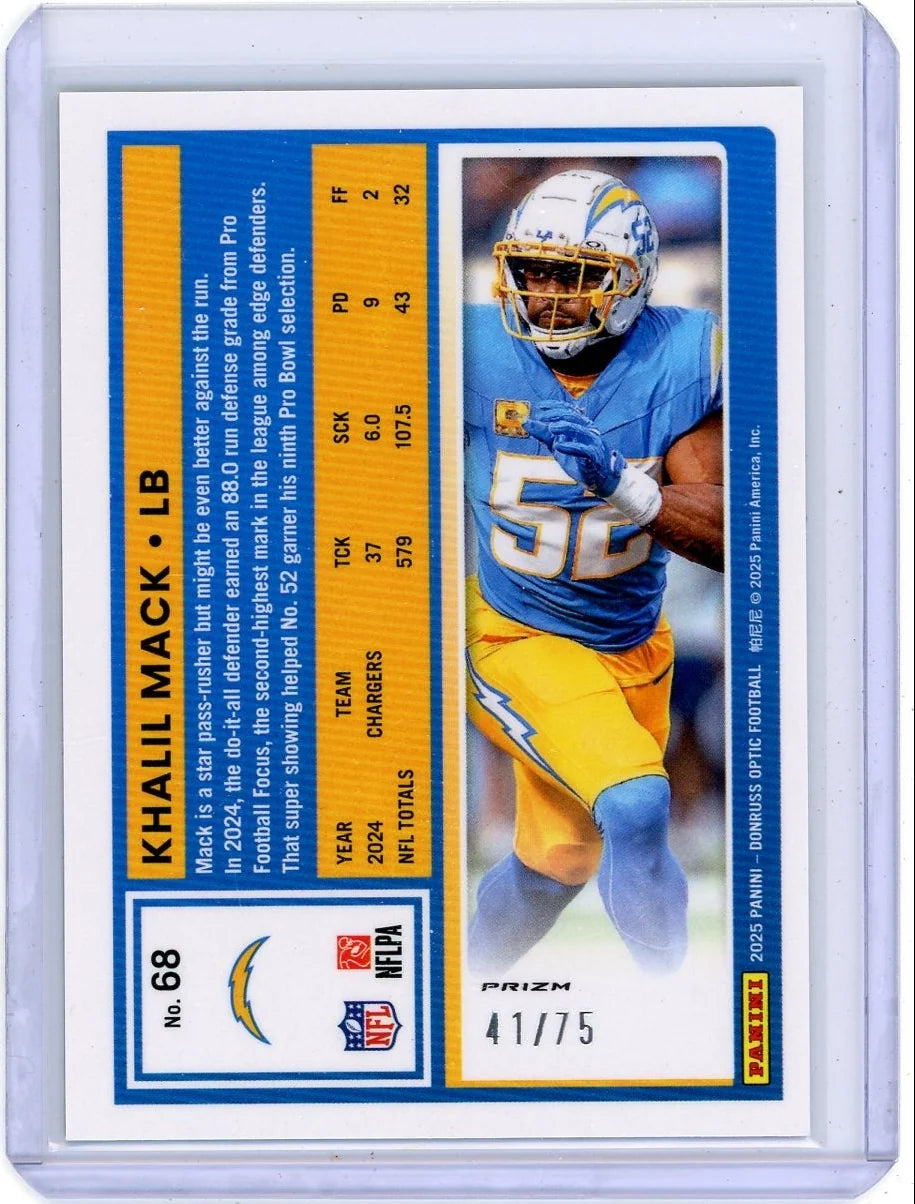 Khalil Mack 2025 Panini Donruss Optic Electricity #'d 41/75