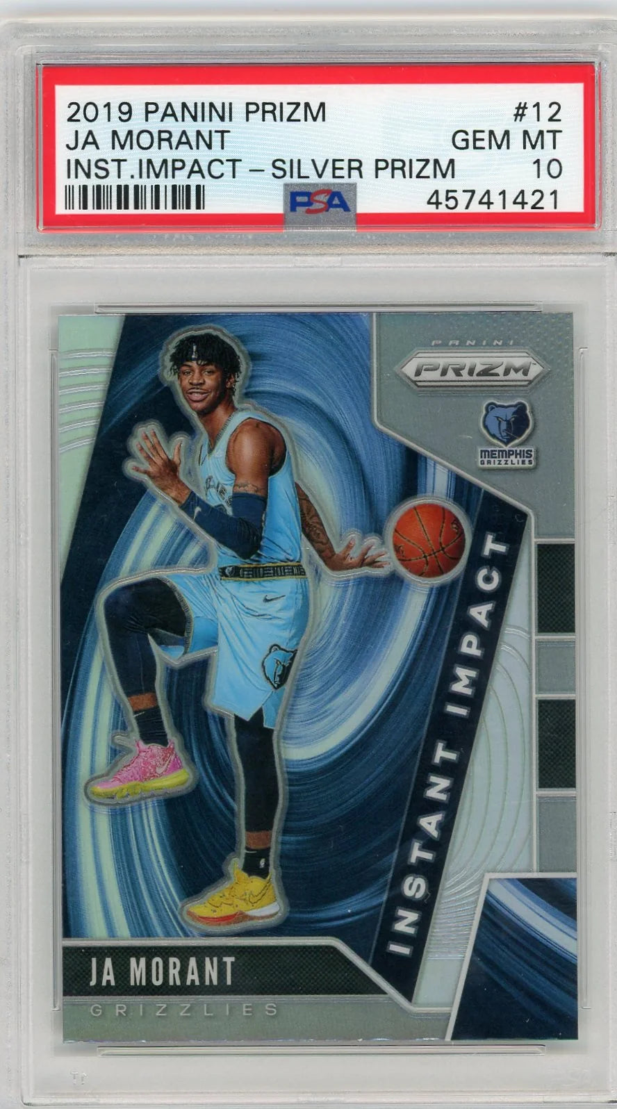 Ja Morant 2019 Panini Prizm Instant Impact Silver Prizm Rookie Card PSA 10