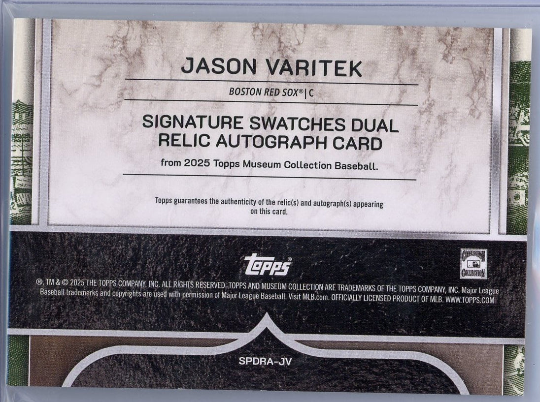 Jason Varitek 2025 Topps Museum Collection Dual Relic Autograph #'d 65/99
