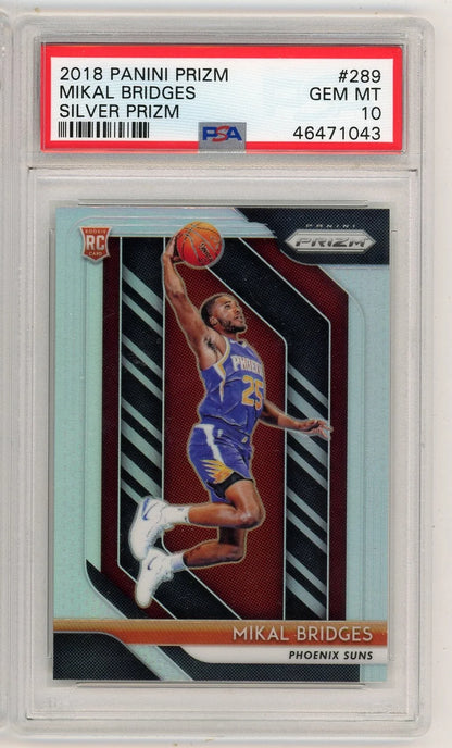 Mikal Bridges 2018 Panini Prizm silver prizm RC PSA 10