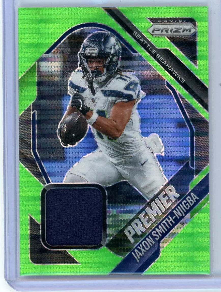 Jaxon Smith-Njigba 2025 Panini Prizm Football Premier Patches Green Pulsar