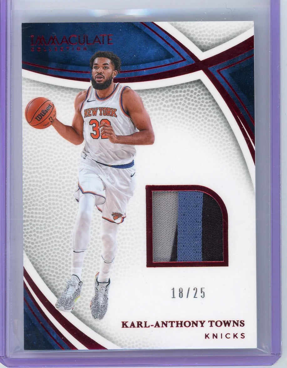 Karl-Anthony Towns 2024-25 Panini Immaculate Collection Swatches Red Jersey Relic #'d 18/25