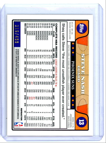 Steve Nash 2008-09 Topps Chrome orange refractor #'d 316/499