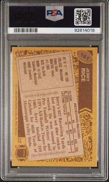 Jerry Rice 1986 Topps #161 PSA 8