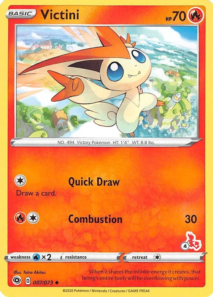 Victini - 007/073 (#4 Cinderace Stamped) (007/073) (Battle Academy 2022) (BA22)
