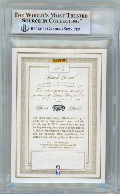 Kawhi Leonard 2012-13 Panini Flawless Rookie Patch #'d 17/25 BGS 9