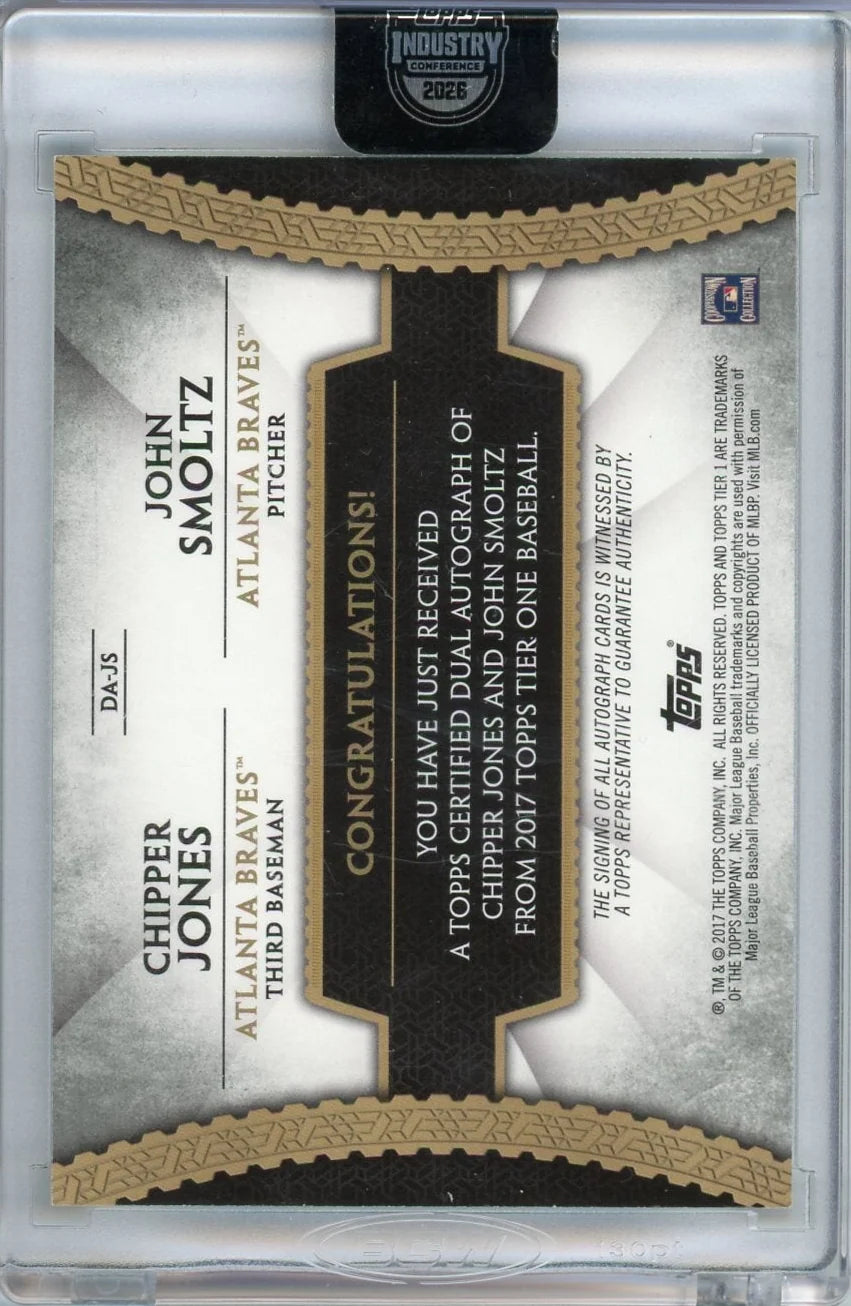 Chipper Jones & John Smoltz 2017 Topps Tier One Dual Auto #'d 13/25