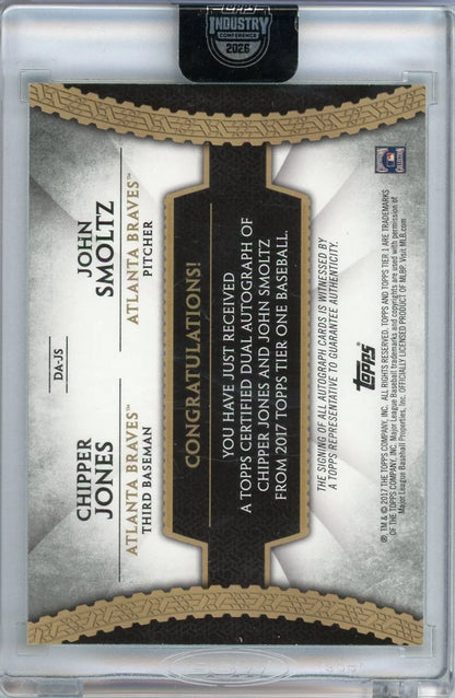 Chipper Jones & John Smoltz 2017 Topps Tier One Dual Auto #'d 13/25