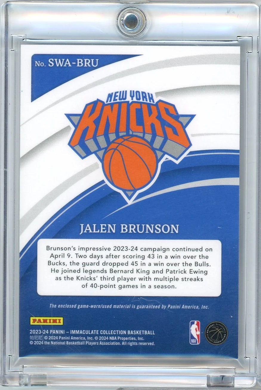 Jalen Brunson 2023-24 Panini Immaculate jersey relic #'d 06/99